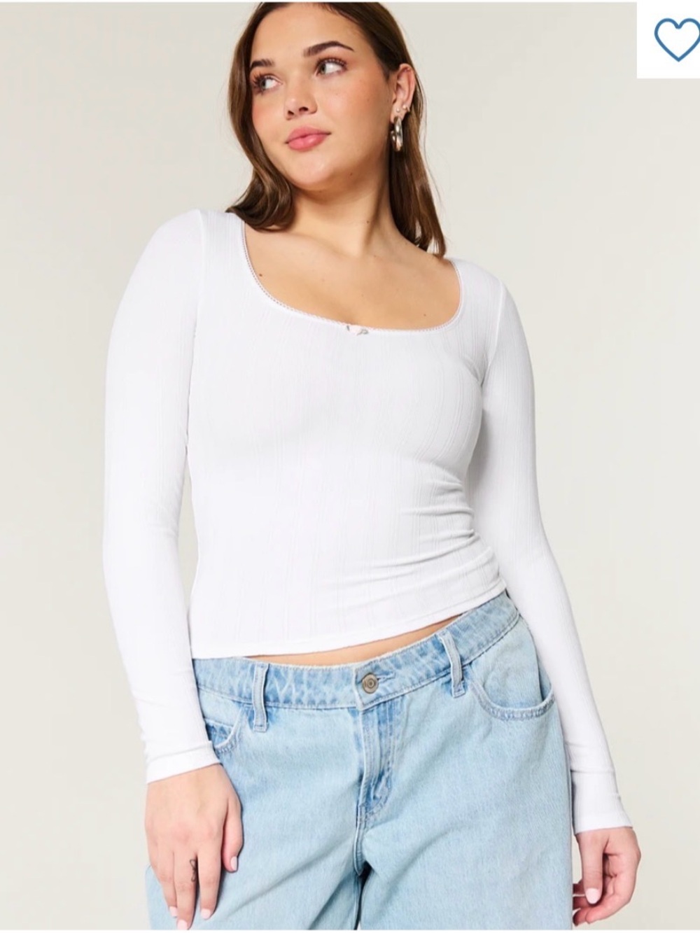 Pointelle Seamless Fabric Top, White size Medium from Hollister